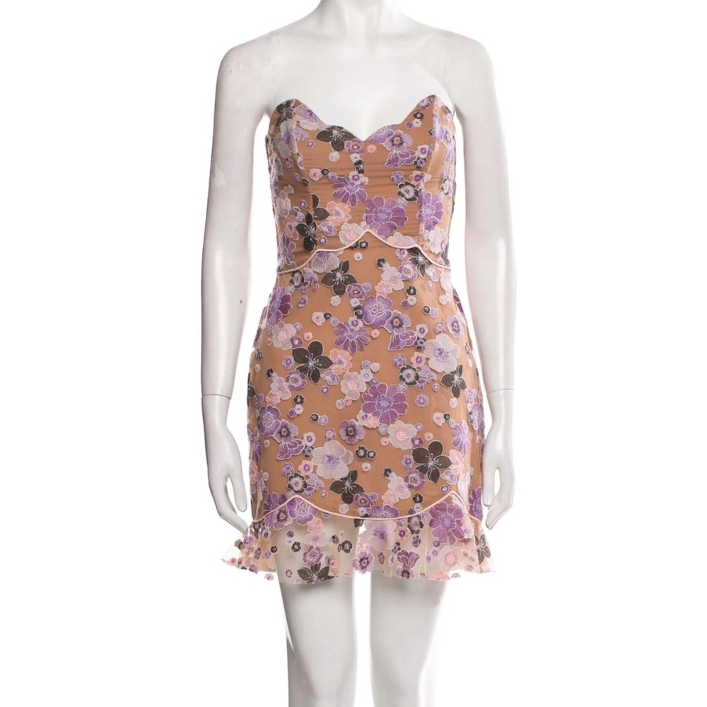 For Love & Lemon Floral Strapless Dress Size S - Picture 1 of 9